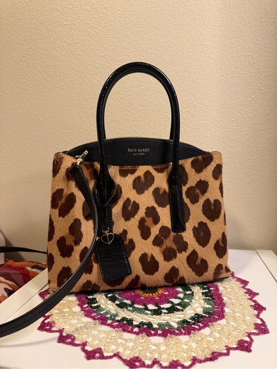kate spade Handbags - kate spade Leopard Print Satchel with Black Trim
